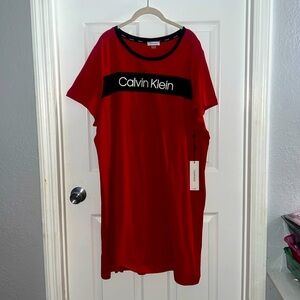 Calvin Klein Red sporty T-shirt dress.  Calvin Klein Red 2X dress.New with tags.
